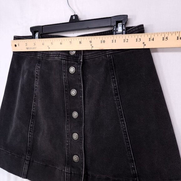 Madewell Metropolis Snap Jean Skirt Size 4 Black Button Up Mini Denim - Picture 7 of 9